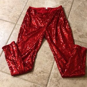 Red sequin sparkle pants